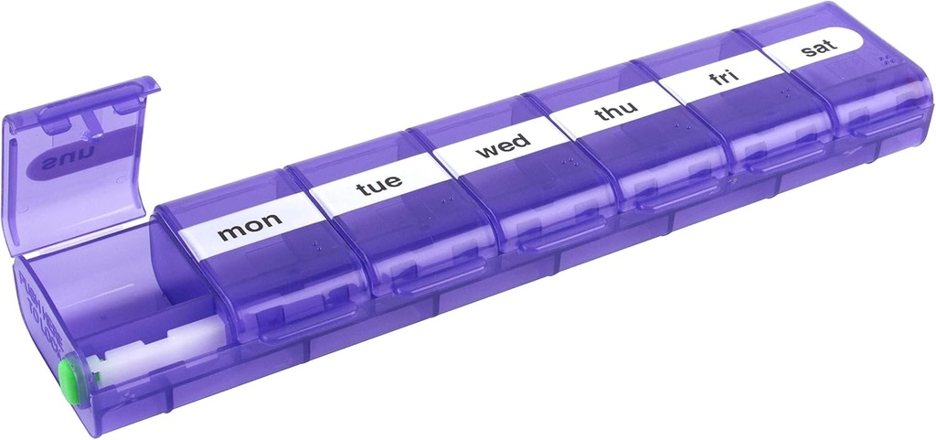 EZY DOSE Weekly (7-Dag) Pill Case, Medicine Planner, Vitamine Organizer Box, X-Large Locking Compartments om veilig recept Medicatie en preventie van toevallig morsen, kleur mei Vary