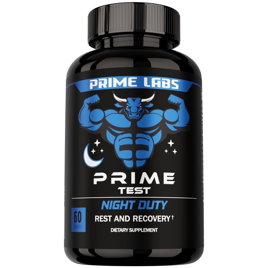 Prime Labs Night Duty - Nighttime Testosteron Booster & Slaapondersteuning - PM Rest & Muscle Recovery Supplementen - 60 Tellen