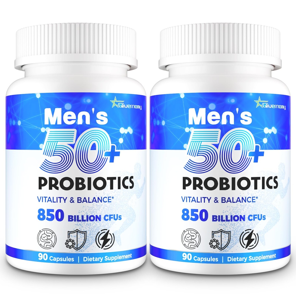 Probiotics for Men, 850 Billion CFU Advanced 50+ Mens Probiotic, 180 Caps