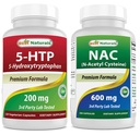 Meilleurs naturels 5-HTP 200 mg et NAC - N acétyl Cystéine 600 mg