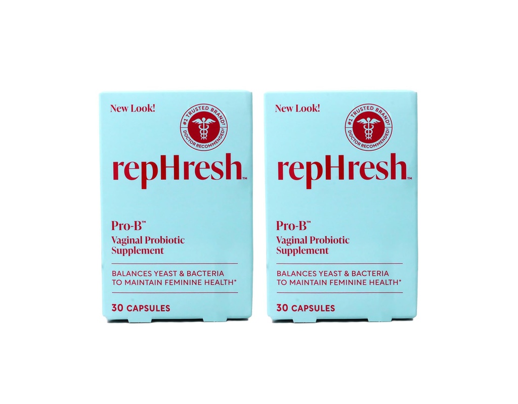 RepHresh Pro-B Vaginal Probiotic Supplement, 30 Capsules, Pack of 2