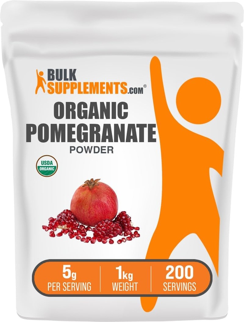 BulkSupplements.com Biologische Granaatappelpoeder - Granaatappelsupplement voor Immune Support, Kruidensupplement - Glutenvrij, 5g per portie, 1kg (2,2 lbs) (verpakking van 1)