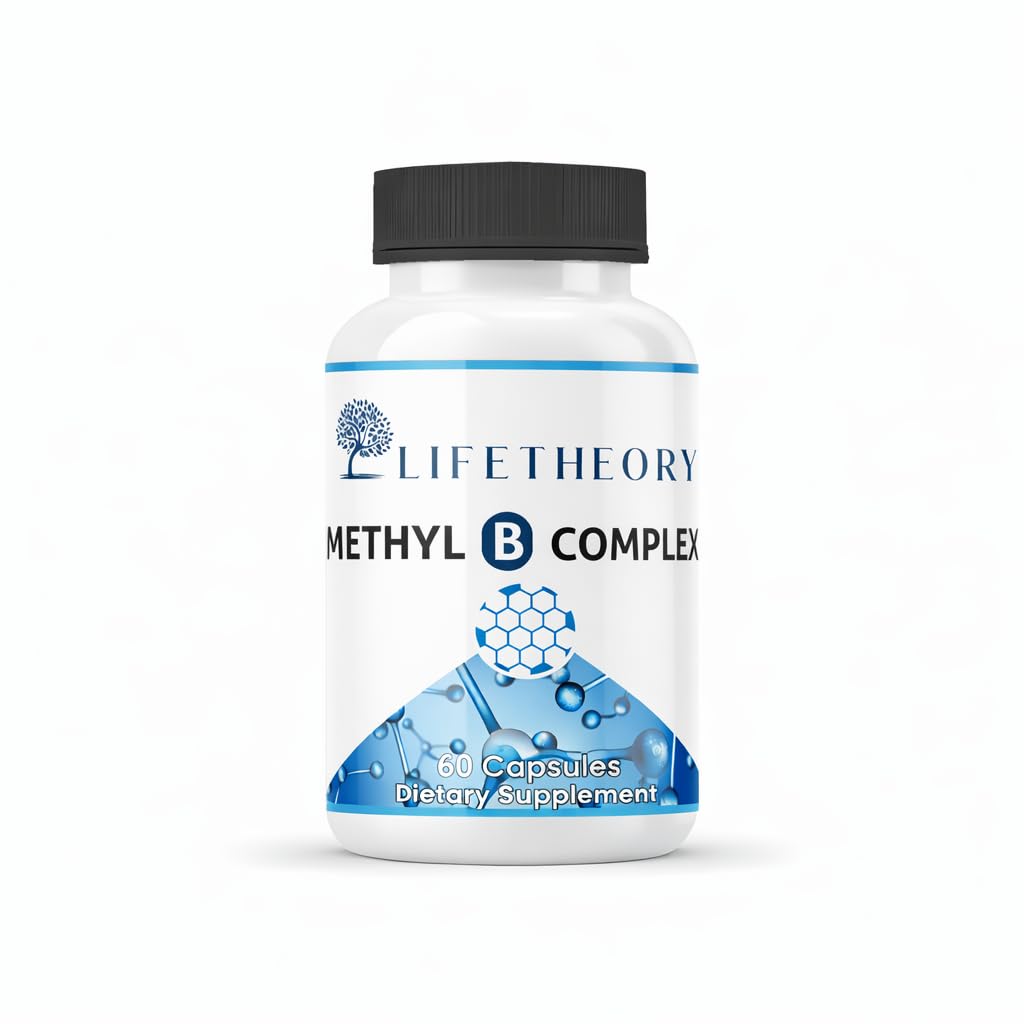 LIFETHEORY Methyl B Complex with Active B (B6, B12, Folate) – Energy & Support – 60 Capsules