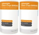 AEROCREPE Light Cotton Crepe Bandage for first aid dressing retention and gentle compression, breathable cotton crepe, hypoallergenic and latex free, 7.5 cm x 4 m roll, single unit (Pack of 2)