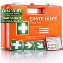 First Aid Case in accordance with Current Safety Standard 2026 [DIN 13157:2021] | with Wall Mount, 5 Stickers and Seals - First Aid System for Gatronomy, Office, Home