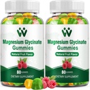 Magnesium Glycinate Gummies 400 - Magnesium Supplement voor Slaap, Stress & Muscle Relief Kalm Magnesium Kauwen voor volwassenen en kinderen met vitamine D, B6 Fruit smaak, Vegan, 2 Packs
