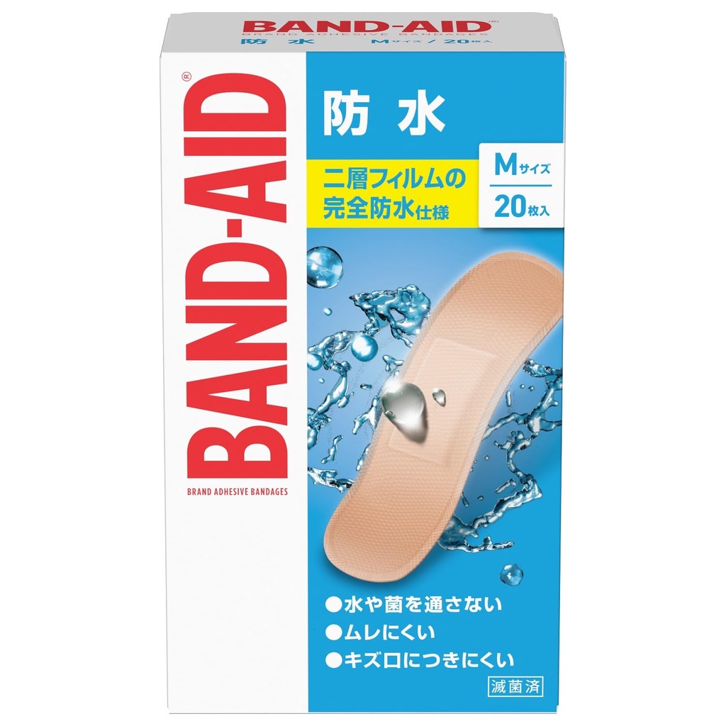 Band-Aid Emergency Waterproof Bandages - Size M, 20 Pieces