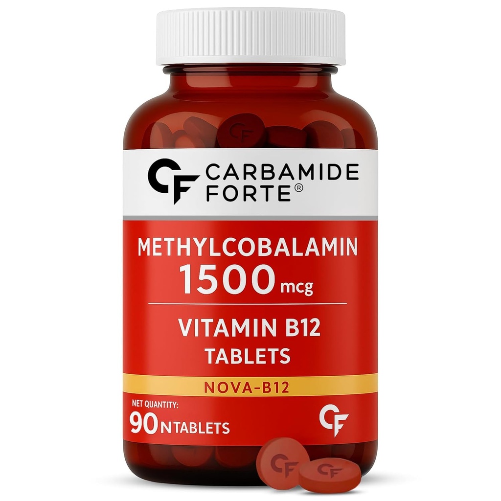 Carbamide Forte Vitamin B12 Tablets | Methylcobalamin 1500mcg - Active Form of Methylcobalamin B12 Vitamin Tablets For Men & Women - 90 Tablets