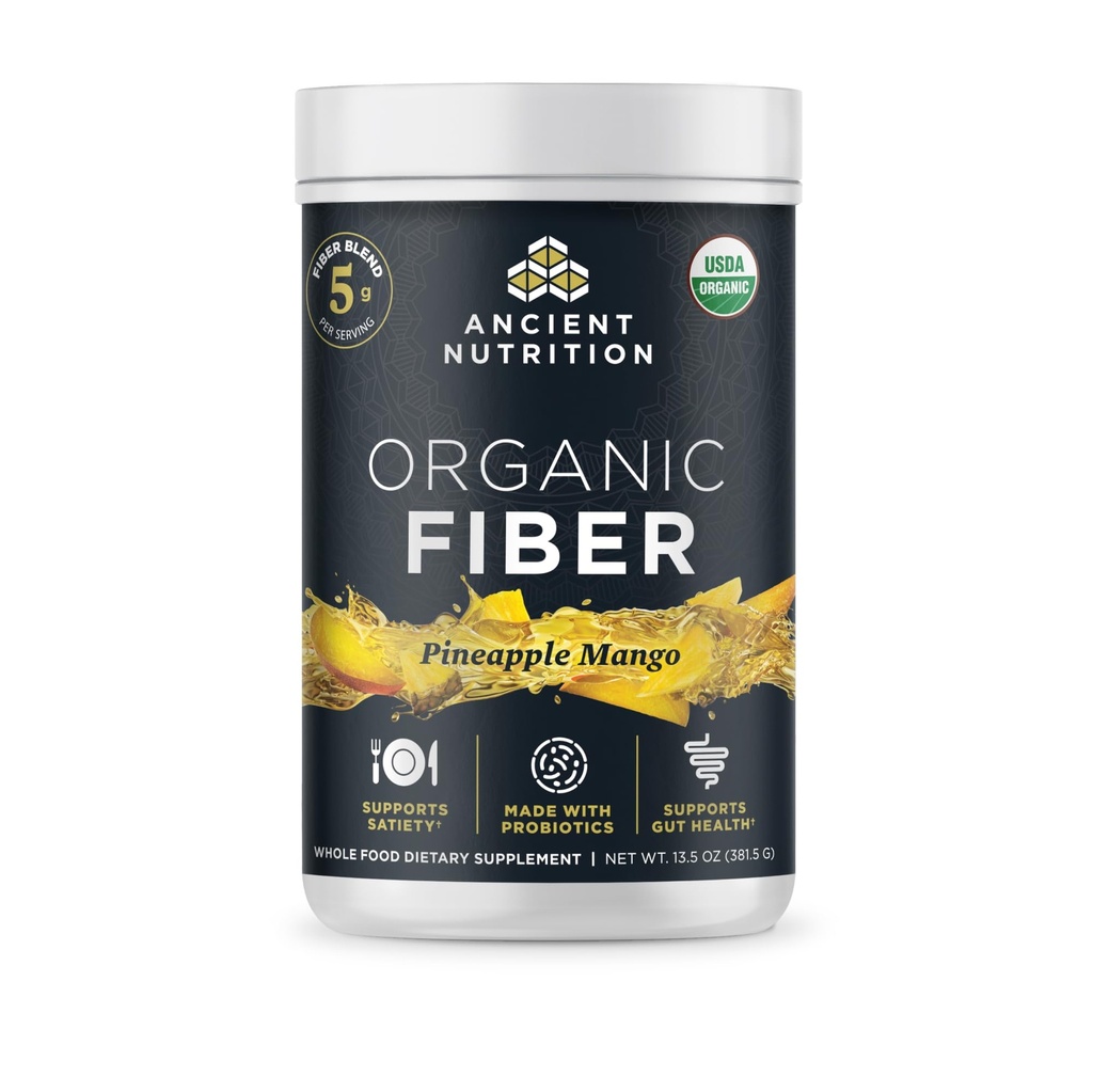 Oude voeding Biologische vezelpoeder, Ananas Mango, Oplosbare vezel van Acacia & Konjac Wortel, Ondersteunt Digestieve Gezondheid, Vermindert Bloating, 13,5 oz