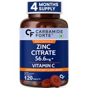 Carbamide Forte Zinc Citrate with Vitamin C | Zinc Supplements for Men & women with 100% RDA Zinc | Immunity & Cellular Health Support – 120 Tablets