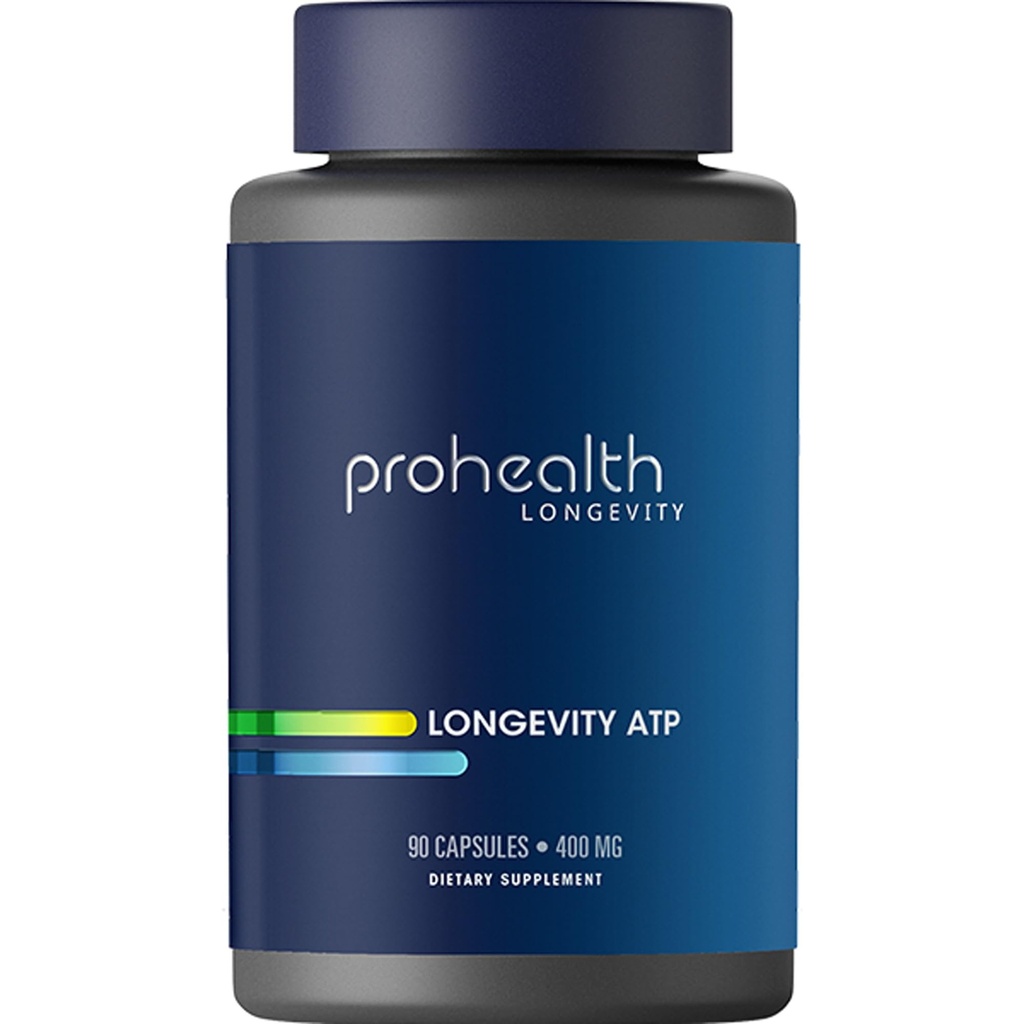 ProHealth Longevity ATP - 400 mg X 90 porties, PeakATP Gepatenteerde Pure ATP om Cellulaire Energie, Spierkracht en Cognitieve Functie te handhaven, Ondersteunt Hart Gezondheid en Metabole Efficiëntie