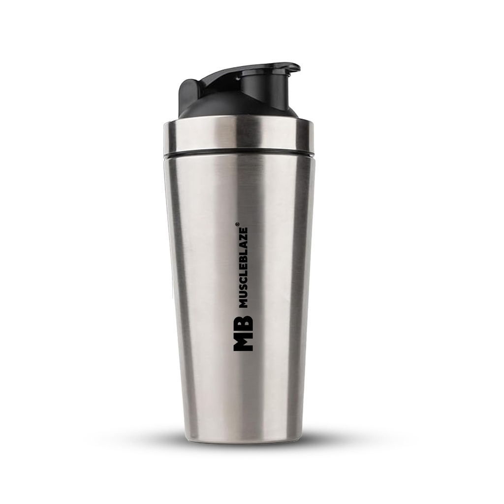 MuscleBlaze Stainless Steel Gym Shaker, Silver, 700ml