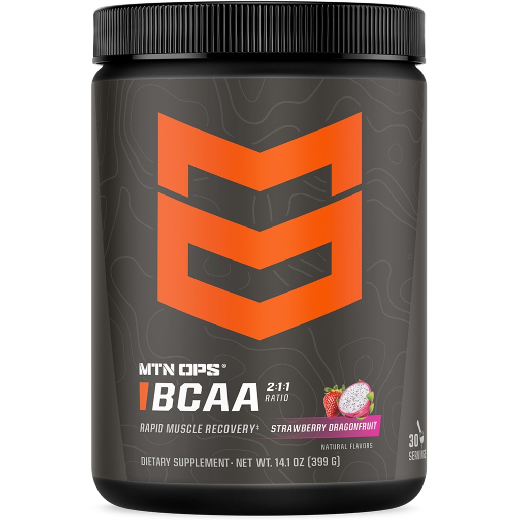 MTN OPS BCAA 2:1:1 Aminozuren supplement poeder voor snelle spierherstel & reparatie met Zero Sugar & Glutenvrij (30-Serving Tub, Aardbei Dragonfruit)