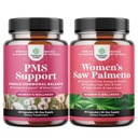 Bundel van PMS Ondersteuning en Zag Palmetto voor vrouwen - Hormone Balance met DIM, Chasteberry, Black Cohosh & Ashwagandha voor periode Krampen en Zag Palmetto Extract met Maca Root & Biotin voor haarverlies
