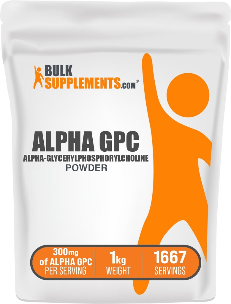 BulkSupplements.com Alpha GPC Powder - Choline Supplements, Alpha GPC 300mg - Unflavored & Gluten Free, 600mg per Serving, 1kg (2,2 lbs) (Pack of 1)