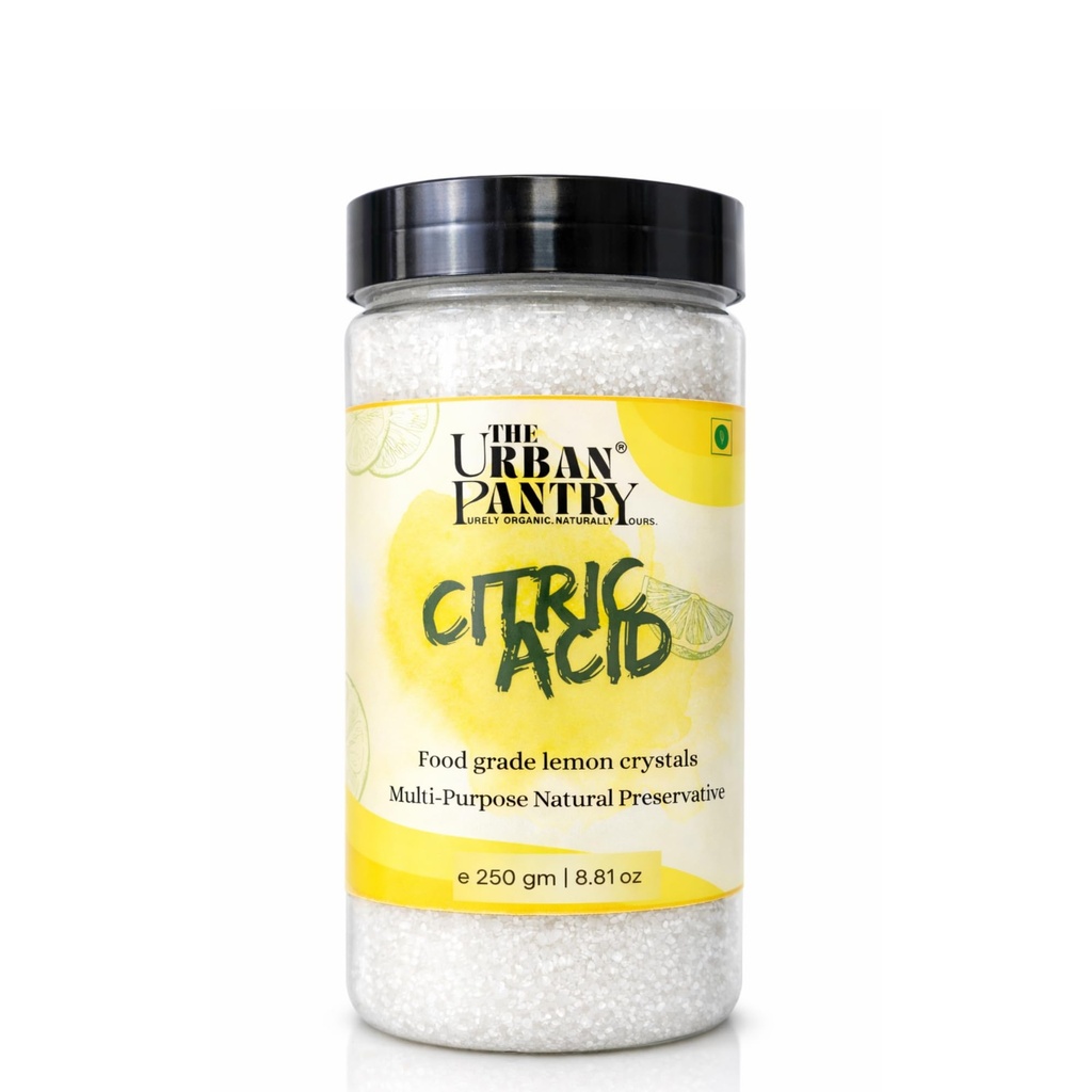 THE URBAN PANTRY Food Grade Citric Acid Crystals 250 Gram- Tatri | Tatric Acid | Multi-Purpose Natural Preservative & Sour Agent for Cooking, Baking, Pickling & Cleaning | Multipurpose Use | 100% Pure