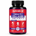 Nutrabud Multi Collagen Complex Supplement for Women, Men - 90 Tablets - Hydrolyzed Peptides with all 5 Types of Collagen Including TYPE I, II, III, V & X (90 Count (Pack of 1), Unflavoured)
