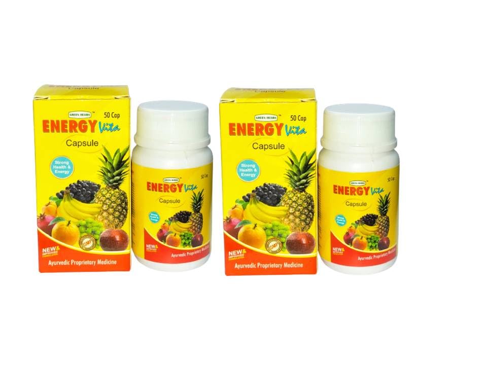 Energy Vita Capsules | Pack of 2 | Ayurvedic Herbal Supplement | 50 Capsules per Pack