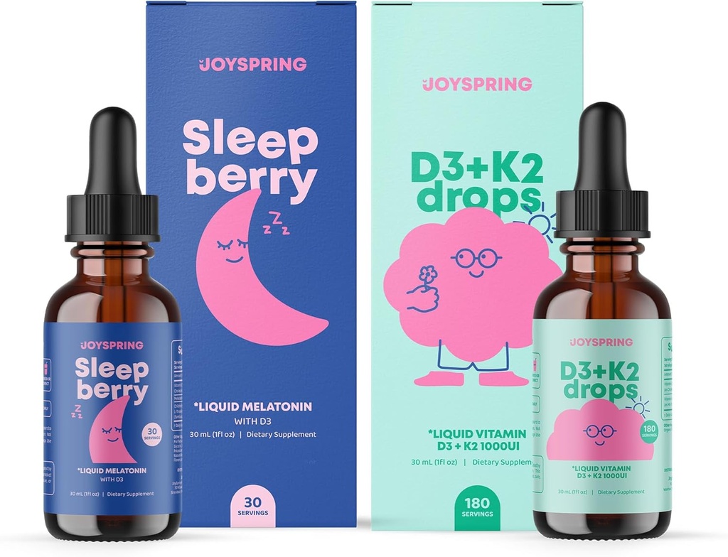 JoySpring vitamine D3 K2 voor kinderen kan ondersteunen gezonde immuunsysteem vitamine D voor kinderen en vloeibare Melatonine voor kinderen slaapondersteuning