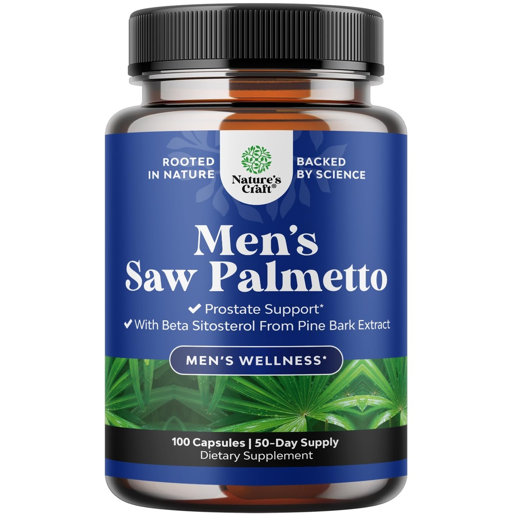 Natures Craft Saw Palmetto voor mannen met Beta Sitosterol - Saw Palmetto Extract Prostaat Gezondheid Supplement voor mannen Bladder controle en Prostaat ondersteuning - het herstellen van haar supplement