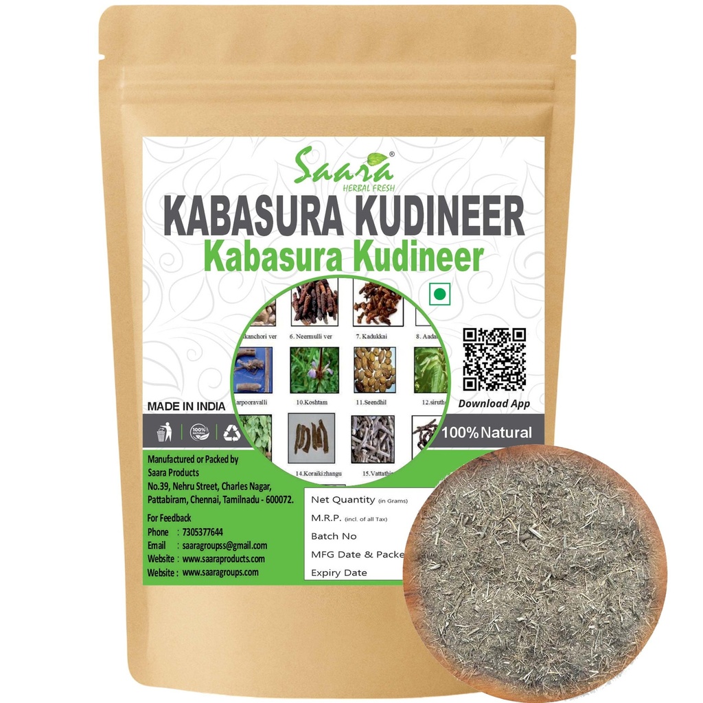 Saara HERBAL FRESH Kabasura Kudineer Powder, 100g, Kabasura Kudineer Chooranam, kabasura kashayam Powder (Pack of 1 x 100g)