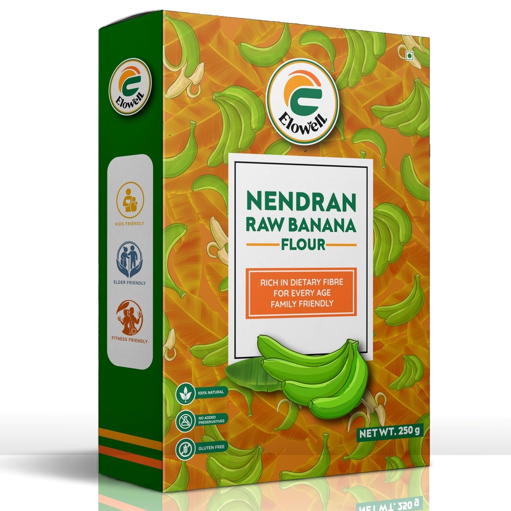 ELOWELL Raw Nendran Banana Flour (250g), Kerala Nendran Banana Powder for Babies, Kids & Adults, Supports Healthy Weight Gain & Cooking, Rich in Fiber, Gluten Free, 100% Natural, No Chemicals