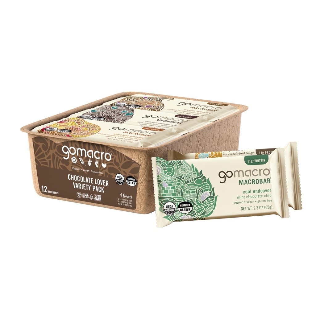 GoMacro MacroBar Biologische Vegan Protein Bars - Chocolade Lover Variety Pack (2.3 Ounce Bars, 12 Tellen)