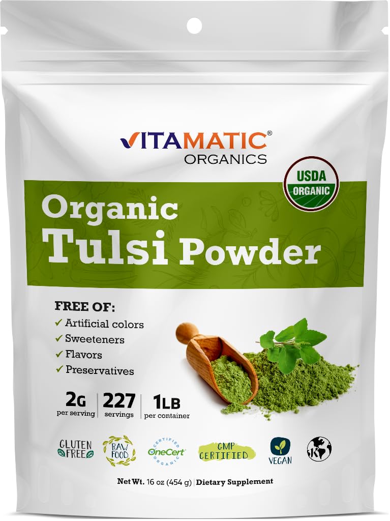 Vitamatic Certified USDA Organic Tulsi (Heilig Basil) Poeder 