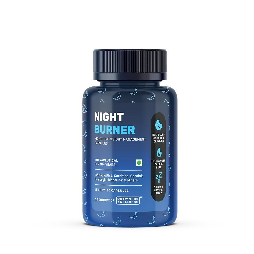 What’s Up Wellness Night Burner Capsules | Burn Fat During Sleep| GLP1 for Weight Loss, Boosts Metabolism and Curb Night Cravings | L-Carnitine & Berberine Supplement| Weight Loss for Women and Men | 30 Capsules