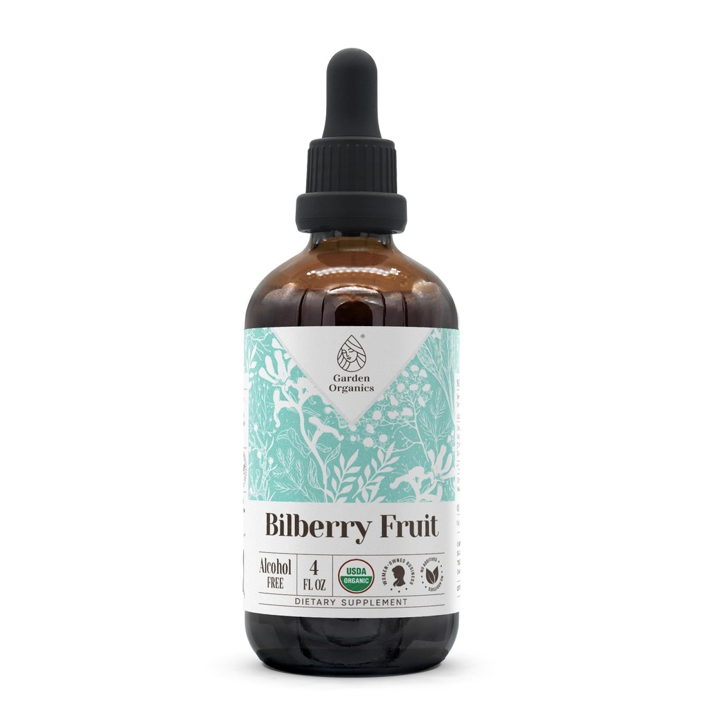 Fruits à base de bilberry Extrait sans alcool biologique USDA Complément alimentaire, teinture à haute puissance.Fabriqué à partir de myrtillus à base de bilberry (Vaccinium Myrtillus) Fruit séché 4 oz