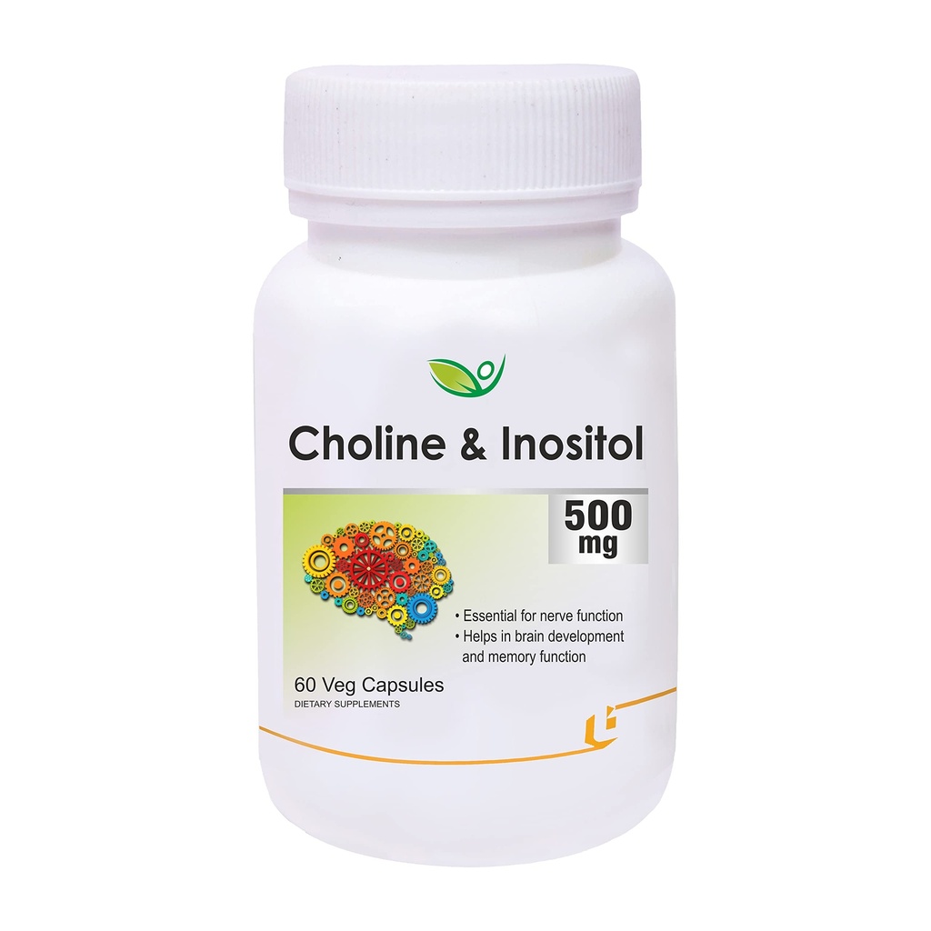Biotrex Nutraceuticals Choline And Inositol 500mg | Brain & Nerve Function | Better Motor Signal | Liver & Heart Health | Lab Tested | 60 Veg Capsules