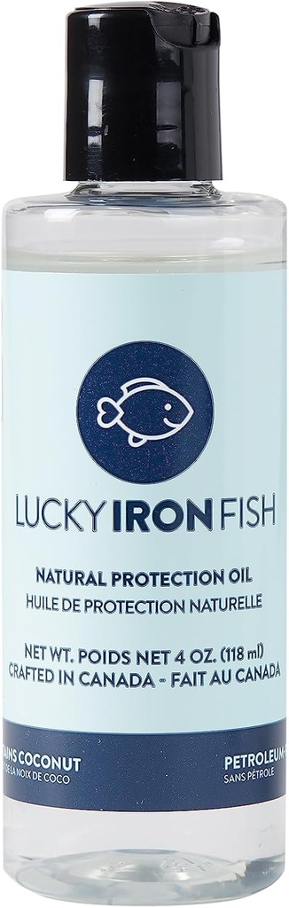 Lucky Iron Life ® Natural Protection Oil, 4oz - Solliciteer op je geluksige ijzervis of blad om Rust te behouden, te beschermen en te voorkomen - Veganistisch, gemaakt met zuivere kokos- en citroenolie