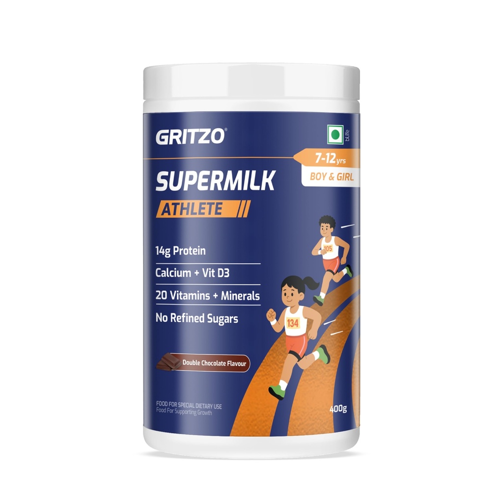 Gritzo SuperMilk Athlete (7-12y Kids), Double Chocolate, 400g
