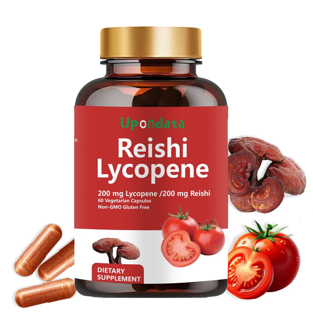 Lycopeen Capsules - Lycopeen Supplement 200mg with Reishi Mushroom 200mg, Natural Tomato Extract Mushroom Capsules for Immune Support - Gluten-Free, Non-GMO