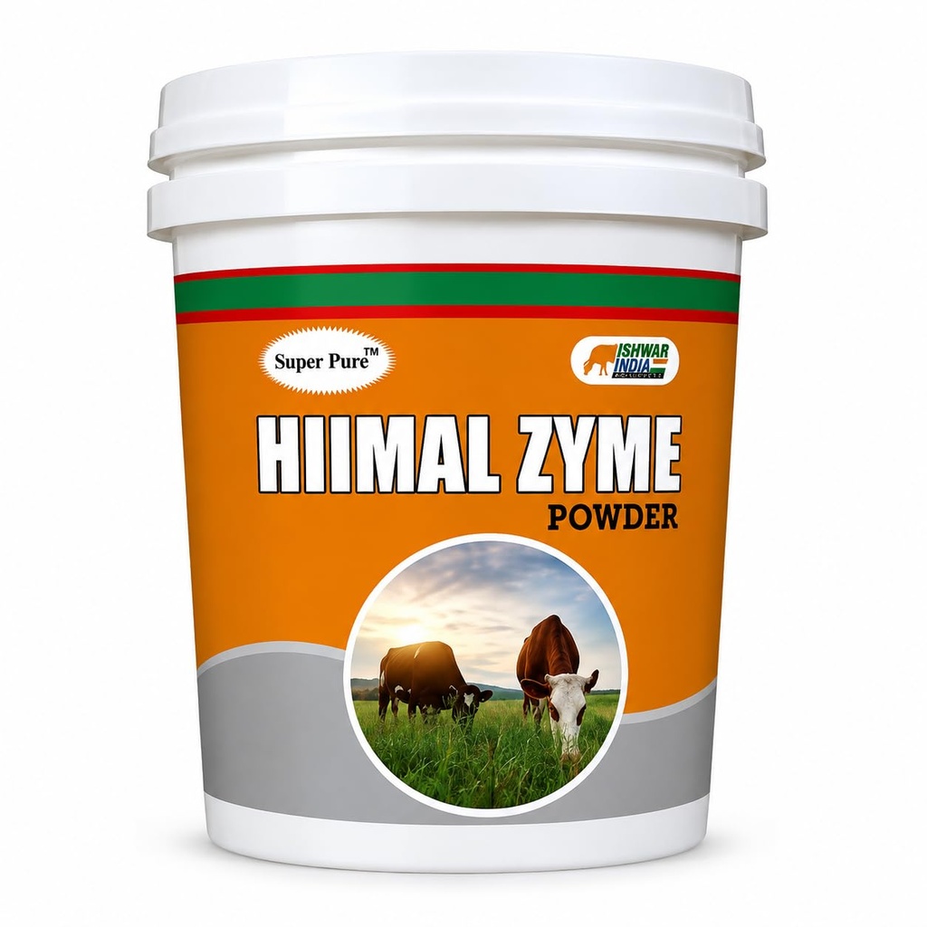 HIIMAL Zyme Powder | Digestive Enzyme & Probiotic Supplement for Cows, Buffaloes, Goats & Sheep | Improves Digestion & Feed Utilization-5 Kg Bucket
