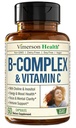 Vitamine B Complex with VIT C & Folic Acid (Folaat) - 8 High Potency B Vitaminen: B1, B2, B3, B5, B6, B7, Vitamine B12 + Biotine, Choline & Inositol. Hulpmiddelen Mood, Energie, Zenuwstelsel & Immuun Ondersteuning