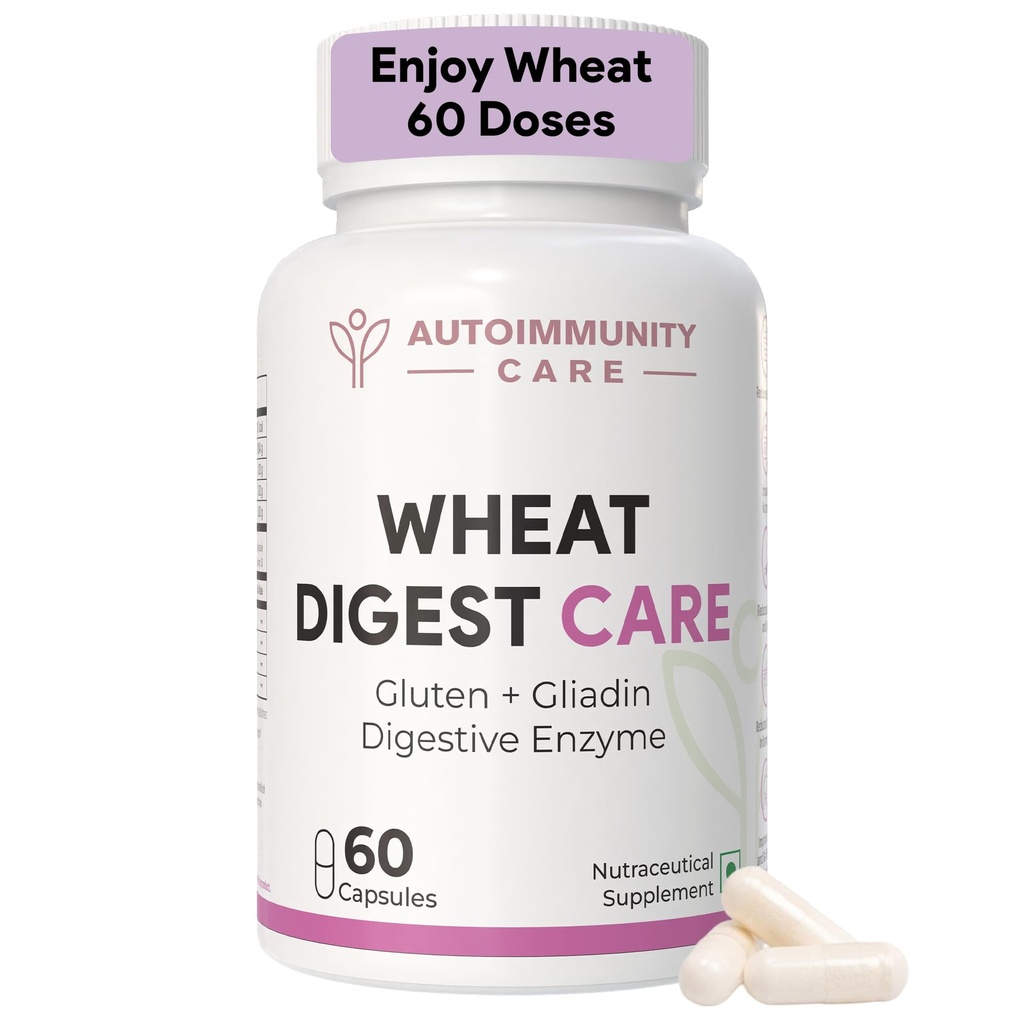 Autoimmunity Care Wheat Digest Care |Wheat Gluten Digestive Enzyme Supplement for Wheat & Gluten |Helps Digest Wheat, Maida & Grains |Digestive Enzymes for Bloating, Gas & Gut Health | 60 Caps & Doses