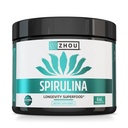 Zhou Spirulina Powder - Blue Green Spirulina Superfood for Women & Men with Vegan Protein, Chlorofyl & Phycocyanine for Smooth Energy & Longevity, Drink Mix for Smoothies - 6 oz Jar (48 Servings)
