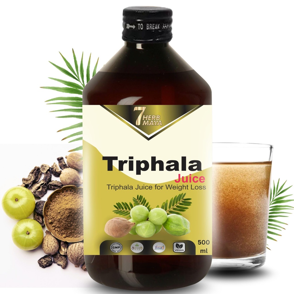 7Herbmaya Triphala Juice | Cold-Pressed Amla, Harad & Baheda | No Added Sugar | Herbal Juice for Digestive Balance, Daily Cleanse & Gut Wellness (500 Ml)