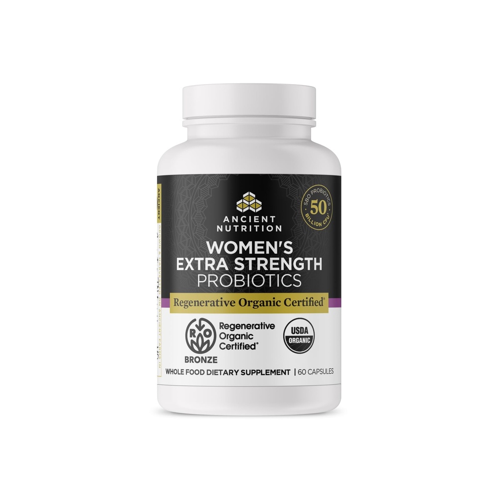 Probiotiques certifiés biologiques régénératifs pour les femmes, les probiotiques Femmes Extra Strength, Healthy Digestion and Immune System Function Support, 25 milliards d'UCF* par service, 60 comtes
