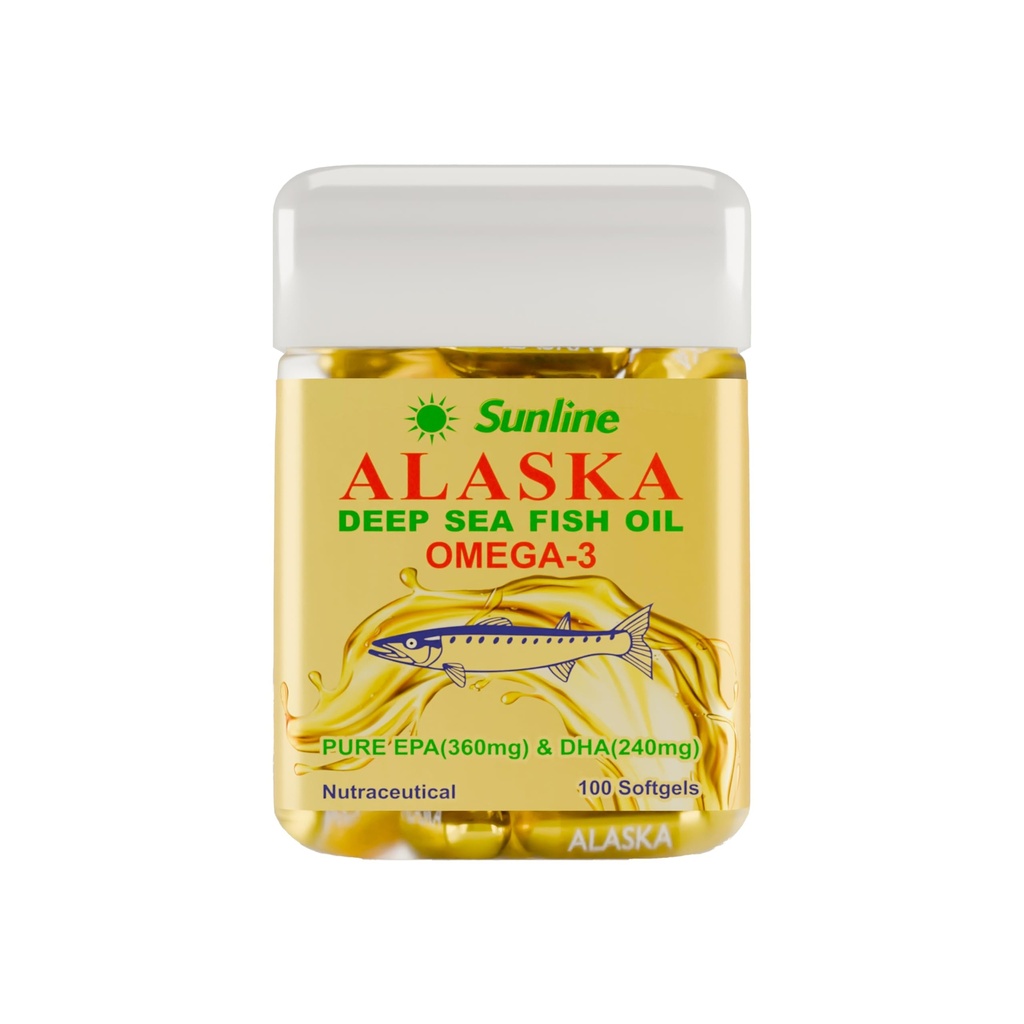 Sunline Alaska Omega-3 | Deep Sea Fish Oil | 1000Mg,100 Softgels