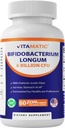 Vitamatic Bifidobacterium Longum 6 Miljard CFU per DR Capsule - 60 Tellen - Bevordert Intestinale Gezondheid - Gemaakt met Prebiotic Inulin Fiber