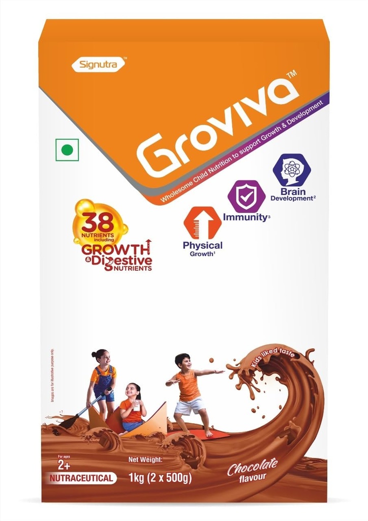 Groviva Wholesome Child Nutrition for Growth & Development - 1Kg BIB (Chocolate)