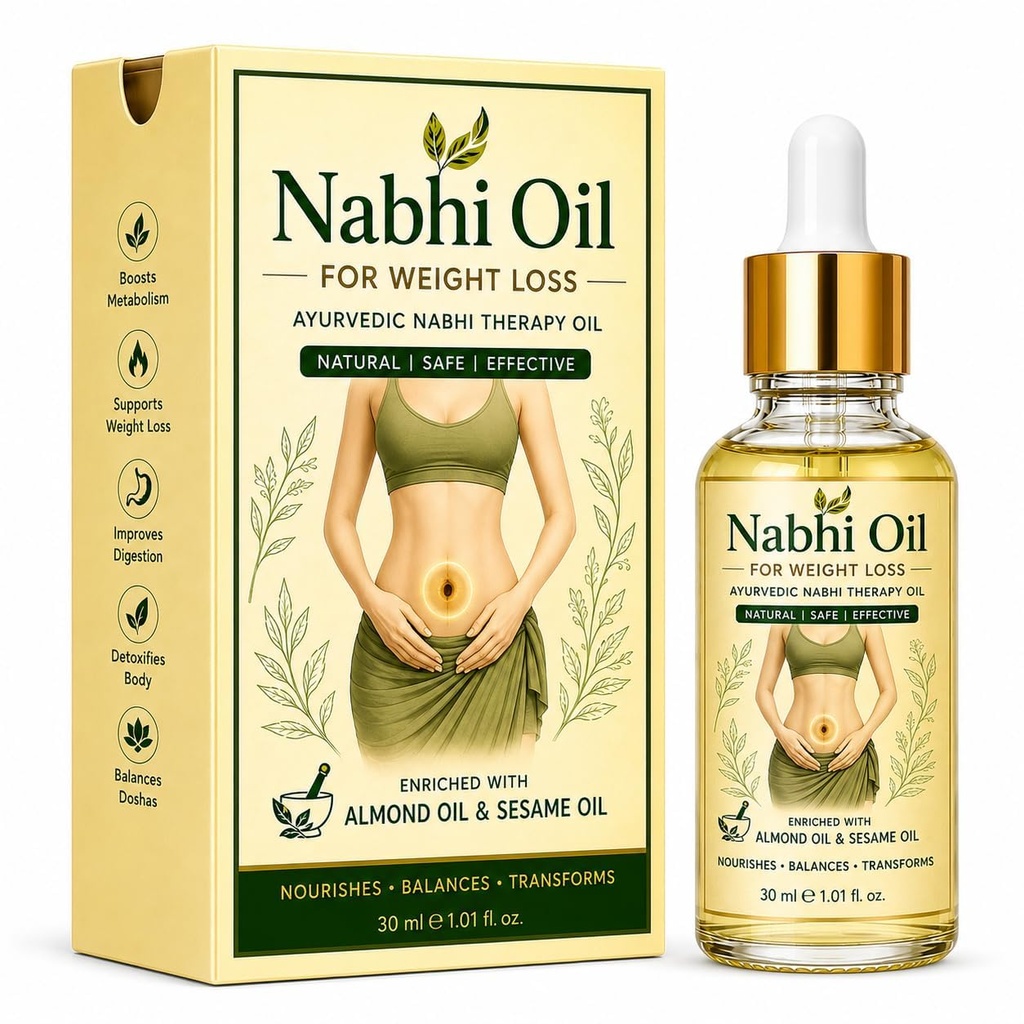 Nabhi Oil Ayurvedic for Weight Loss, Belly Button Oil for Fat Burn, Waist Slim, Body Detox, Reduce Cellulite, for Women & Men, Navel Oil for Fat Burning, 30ml