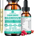 Magnesium Glycinate 500mg, Kalm Magnesium Glycinate, Citrate met vitamine D3 K2 B6 Ashwagandha, L-Theanine, Chelate Magnesium Complex Supplement Liquid Drops for Immune Sleep Bone Mood Nerve Health