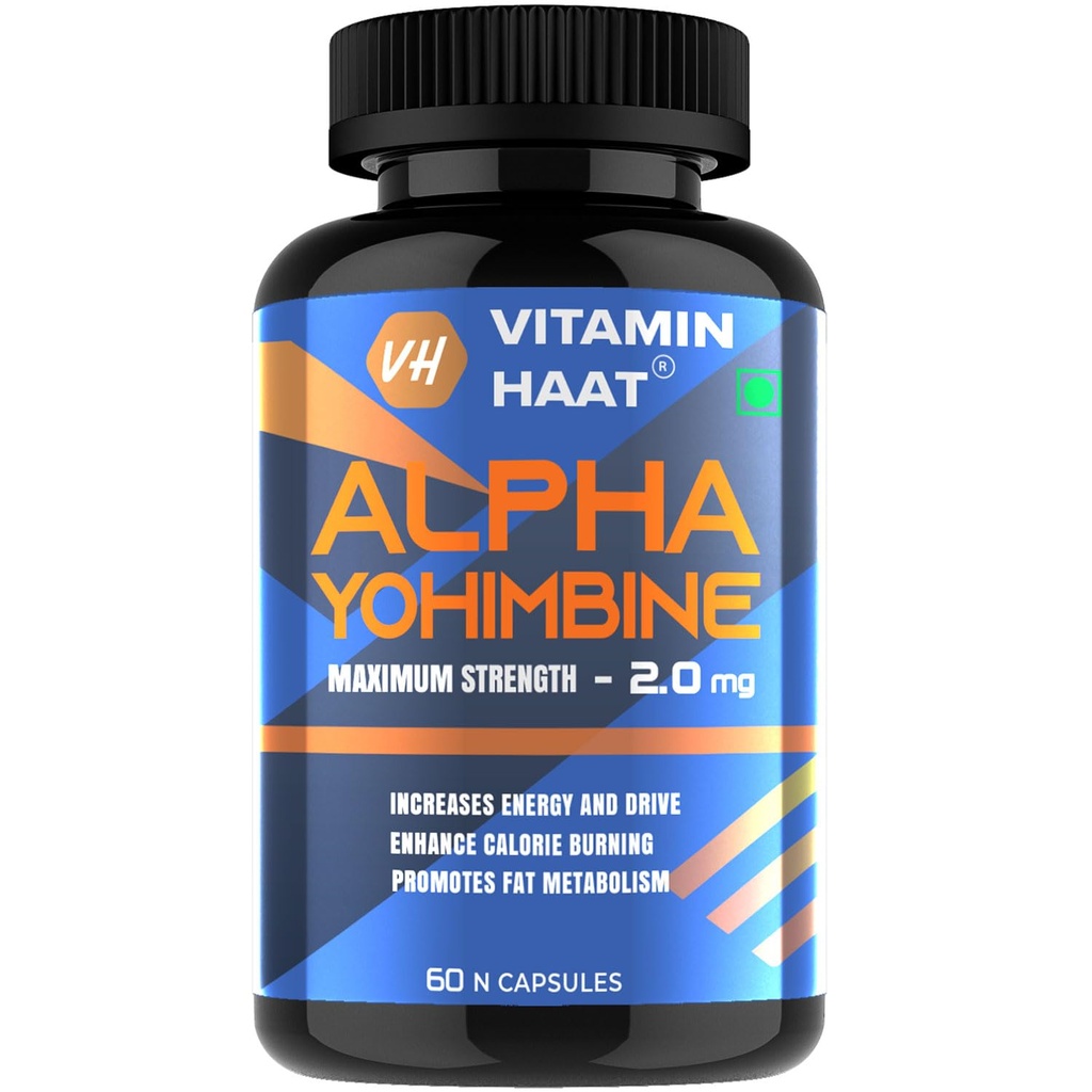 Alpha Yohimbine 2mg | Pre workout supplement for Men and Women | Weight Loss Products | Belly Fat Burner | Pharmaceutical grade | Alpha Yohimbine Hcl 98% Rauwolscine | 60 Capsules by VitaminHaat
