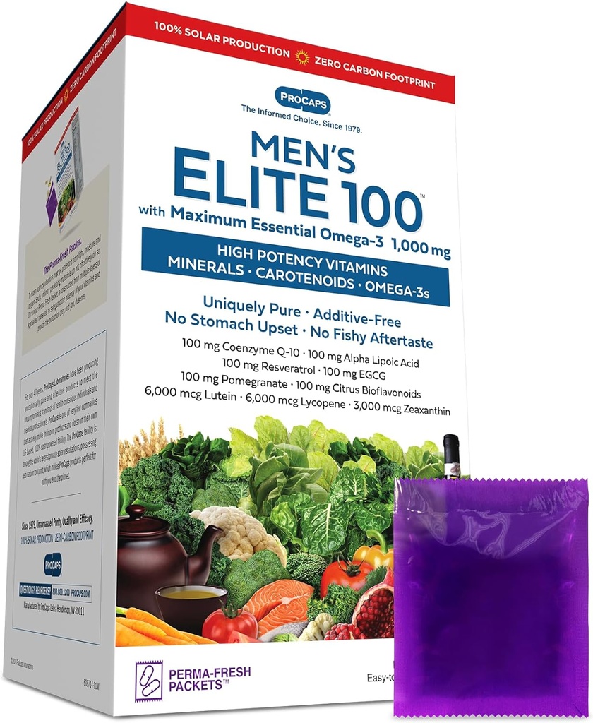 ANDREW LESSMAN Multivitamine - Mannen Elite-100 met Maximale Essential Omega-3 1000 mg 30 Packets  Geen additieven