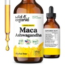Racine de maca sauvage et biologique Ashwagandha gouttes pour les hommes et les femmes - supplément de maca liquide Ashwagandha pour le soutien global - Teinture extrait péruvienne - végétalien, sucre et sans alcool - 4 fl oz