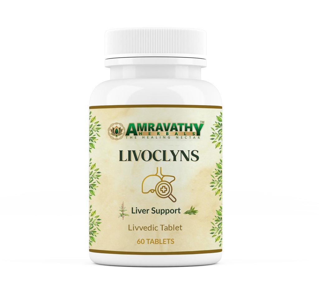Livoclyns Liver Support Tablets | Herbal Formula with Kalmegh, Bhuiamla, Tulsi & Sharpunkha | Supports Healthy Liver Function | 60 Tablets