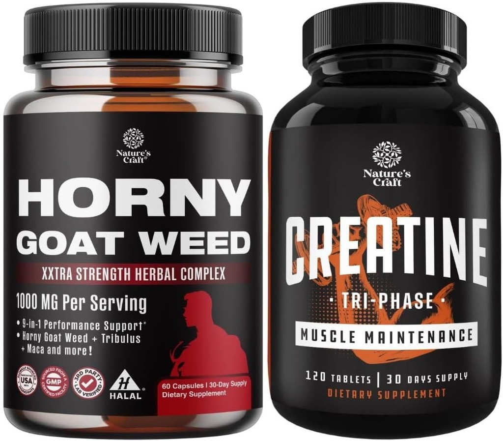 Bundel van geile geit onkruid Extract Complex voor mannen en vrouwen verbeterde energie en uithoudingsvermogen en hoge sterkte Tri fase Creatine Pillen - Optimale spier Builder Creatine Supplement voor mannen en vrouwen